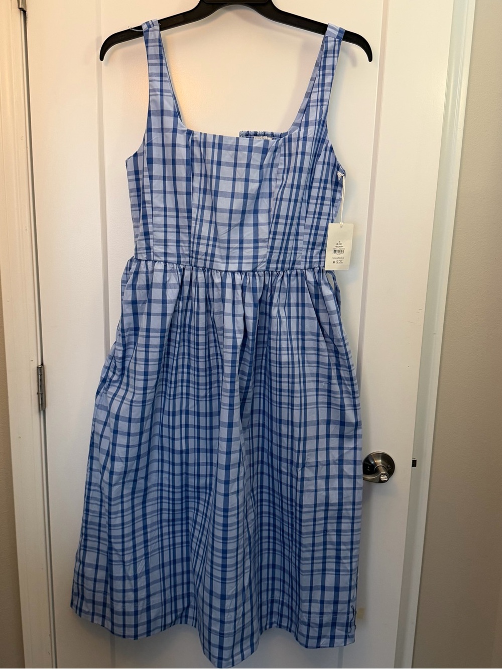 Medium Blue Plaid Midi Sundress with belt